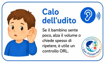 disegno per calo udito nei bambini e logo otorino pediatrico dott. Giuseppe Porro